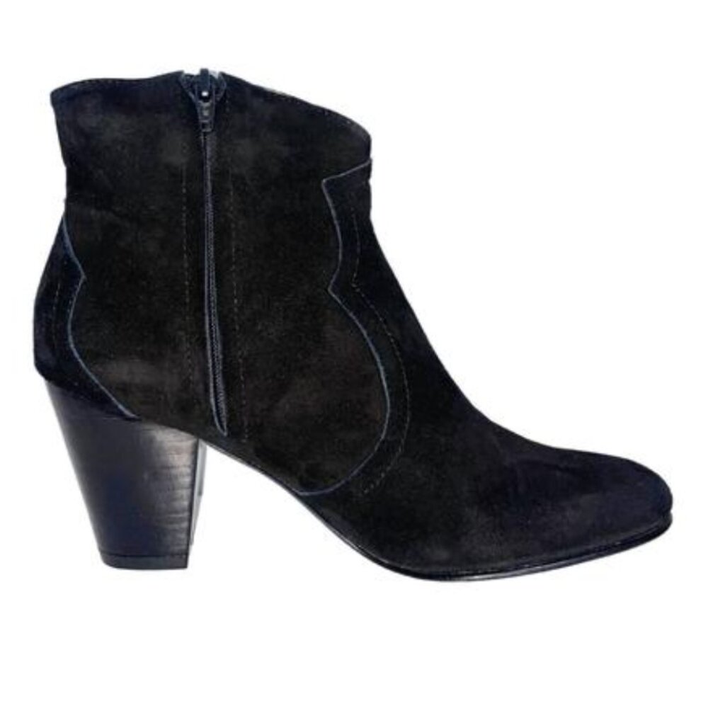 New Huma Blanco Octavia Western Bootie in Coal Suede